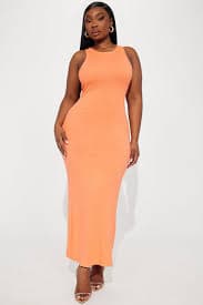 Danielle Ribbed Maxi Dress - Orange | Fashion Nova