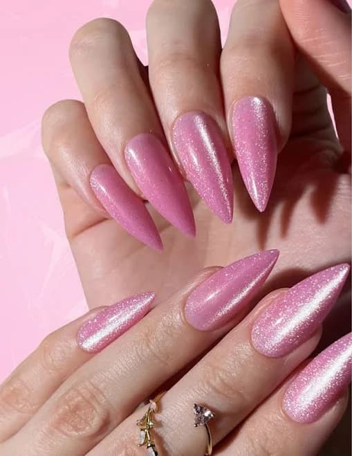 Pink Glitter Stiletto Press-On Nails