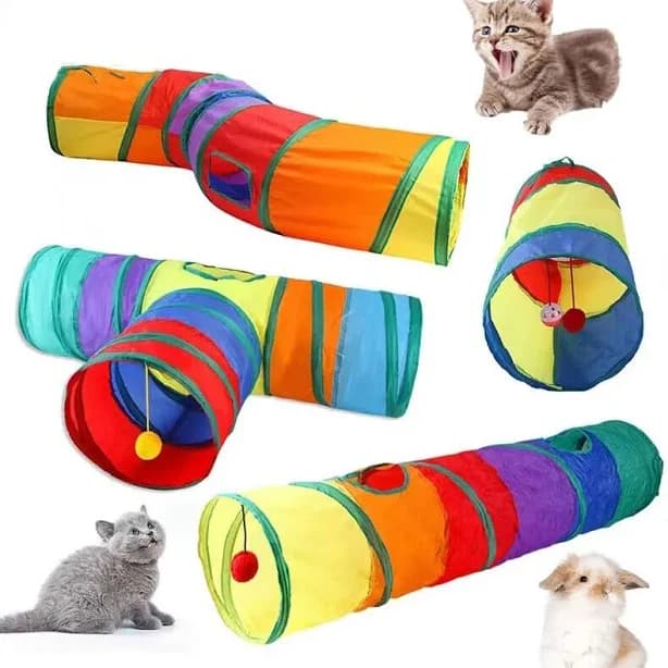 Cat Tunnel Tube Rainbow Foldable Pet Interactive Toy Collapsible With