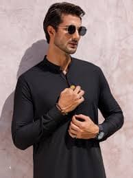 BLACK VISCOSE KURTA TROUSERS | AL-KT-3003/AM-6131I – J. Junaid Jamshed US