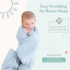 Amazon.com: Caden Lane Baby Swaddle & Receiving Blanket, Soft, Breathable & Temperature-Regulating Bamboo Viscose Fabric for Swaddling Newborns, Gender Neutral Infant Blanket for Boys & Girls, Mist Blue : Baby