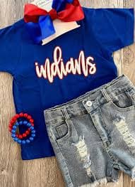 Indians Sparkle Puff Tee – Southern Princess Children's Boutique