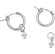 Mini Cross Drop Hoops (Silver)