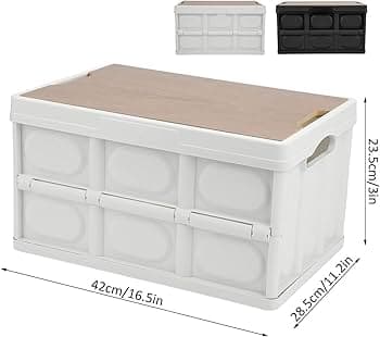 Amazon.com : QANYEGN Wooden Lid Folding Storage Box, Thickened Folding Storage Box, Detachable Outdoor Storage Box for Cam, Car, Office Storage (30L)(White) : Patio, Lawn & Garden