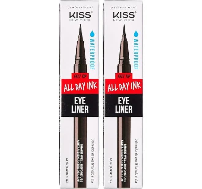 KISS New York Felt-Tip All Day Ink Waterproof Eyeliner (2 PACK)