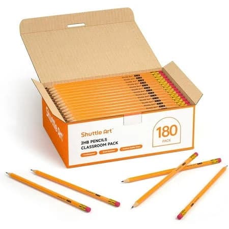 Shuttle Art Wood-Cased #2 HB Pencils 180 Pack