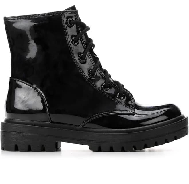 Unr8ed Girls' Patent Leather Firm Combat Boots