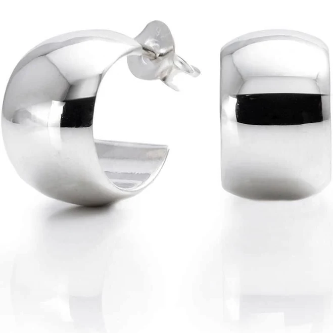 Sterling Silver Chunky Cuff Half Hoop Earrings
