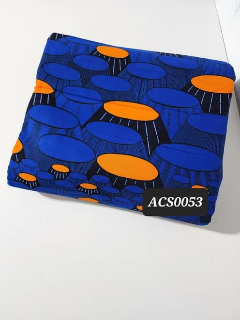 Blue and Orange Ankara Print Fabric