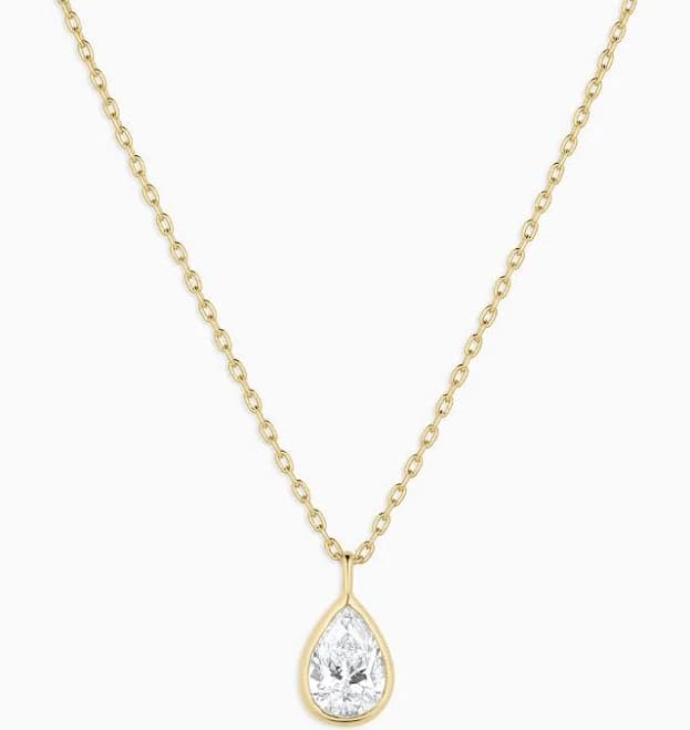 Gorjana 14K Solid Gold Pear Necklace