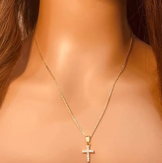 Timeless Faith & Sparkle Gold Filled CZ Cross Necklace