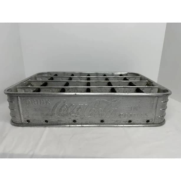 1949 Aluminum Drink Coca Cola 24 Bottle Stadium Carrier Caddy Tray Case RARE