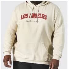 Oversized Los Angeles California Graphic Hoodie BoohooMAN Beige Fleece Men's