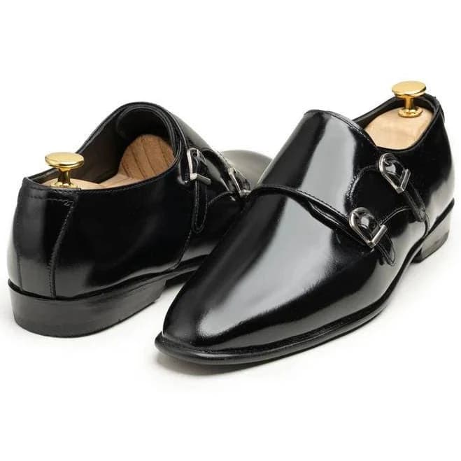 Men's Double Monk Strap Patent Leather Dress Shoes
