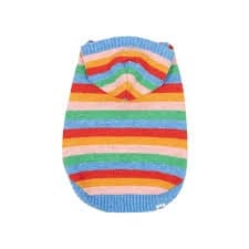 Oodles Multicolored Rainbow Striped Hooded Fall Dog Sweater