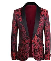 Fashion Jacquard Blazers for Men Wedding Nightclub Stage Party Suit Jacket Blazers Red M at Amazon Men's Clothing store