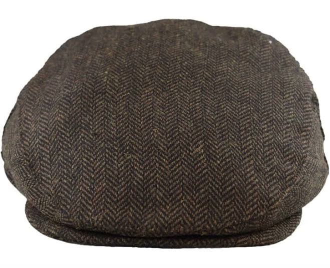 Del Boy Classic 1920s Herringbone Wool Tweed Flat Cap