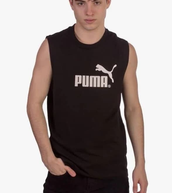 Puma Men's Large Logo Short Sleeve Tee, Black/white, Xl