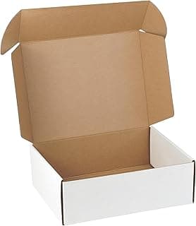 12"x9"x4" Shipping Boxes Set of 5, White Corrugated Cardboard Box Literature Mailer