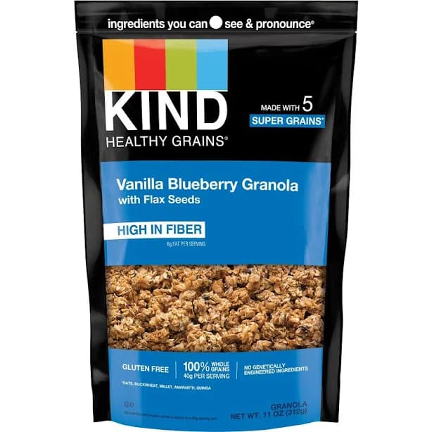 Kind Healthy Grains Clusters Vanilla Blueberry Granola With Flax Seeds