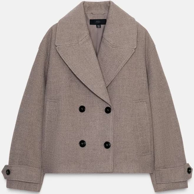 Zara Double-Breasted Short Coat