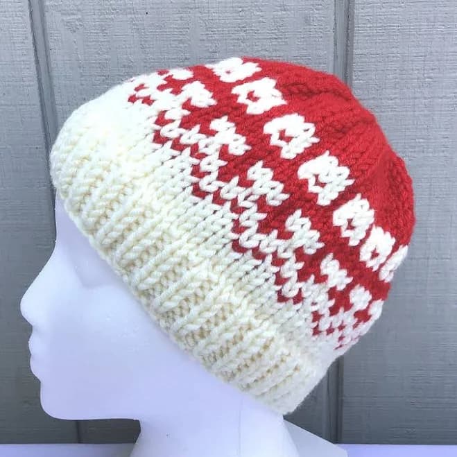 Hand Knit Wool Mix Fair Isle Hat
