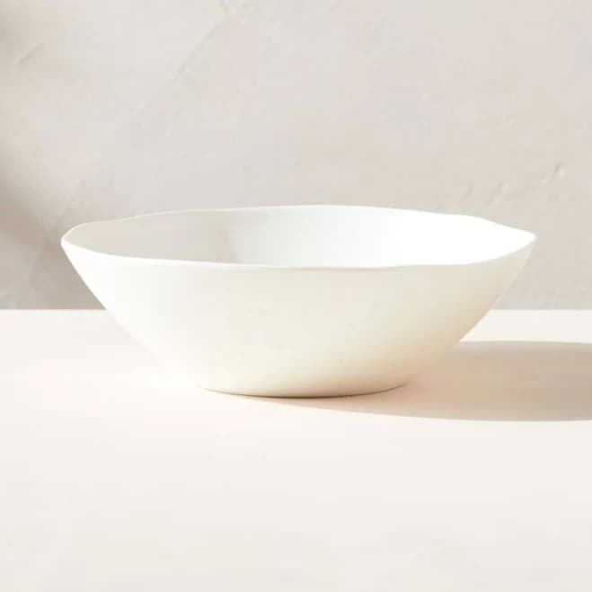 Pebble White Melamine Salad Bowl - CB2