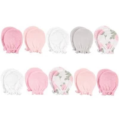 Hudson Baby Girl Cotton Scratch Mittens (10 Pieces)