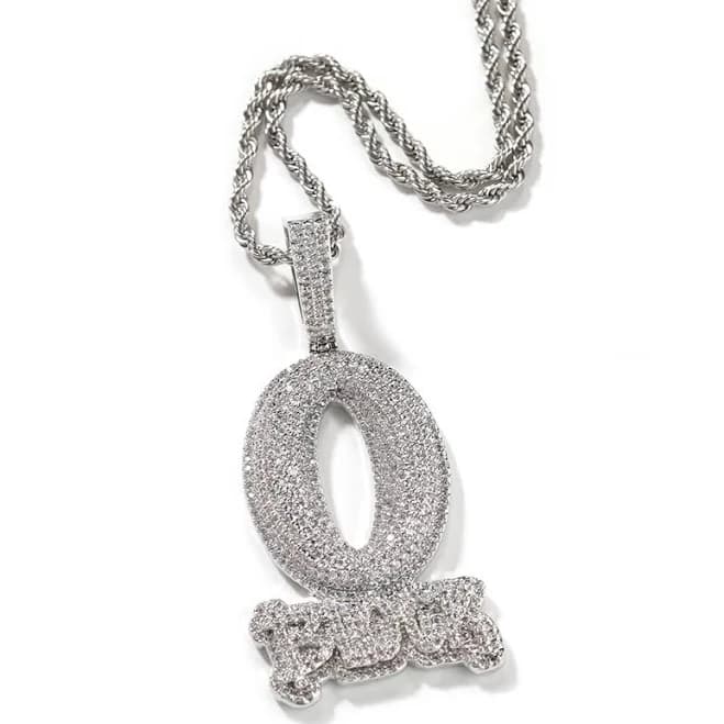 Hip Hop Letters "o-block" Pendant Necklace Topbling Full Zircon Men