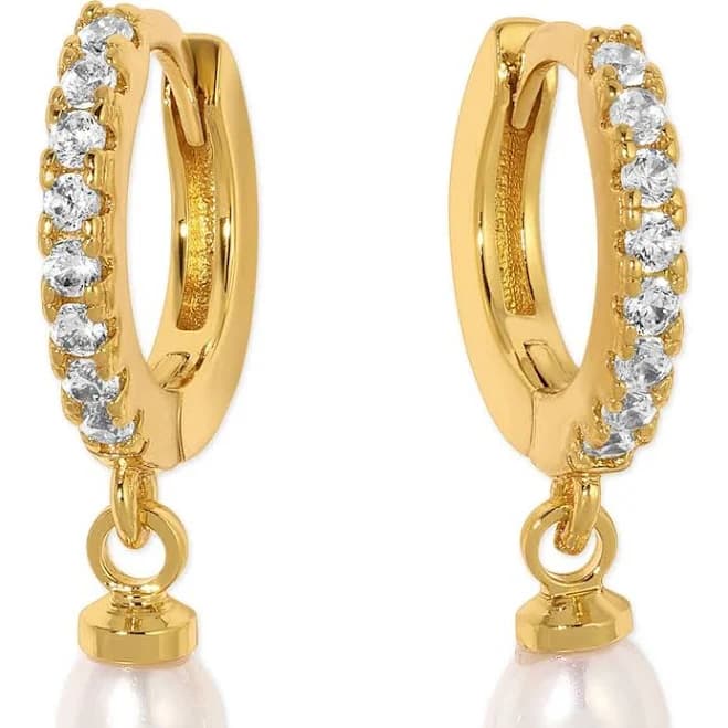 Crew by The Seaside Genuine Pearl Huggie Hoop Earrings