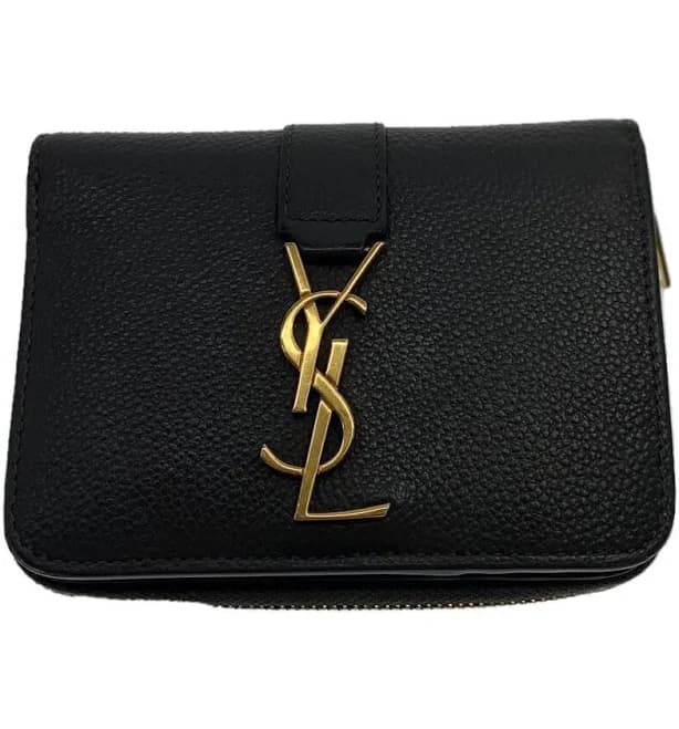 Saint Laurent Women's Ysl Line Compact Grained Leather Wallet