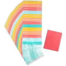 Wilton 1912-0-0378 Yellow, Orange, Red and Blue Striped Treat Bags and Ties, 20-Count