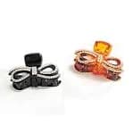 2Pcs Rhinestone Bow Hair Claws