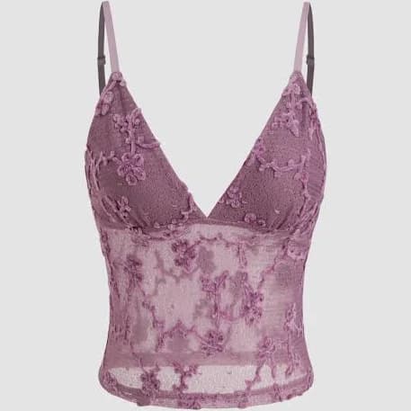 CIDER V-Neck Floral Cami Crop Top Womens Lightweight Knit Fabric Breathable Daily Casual Wear