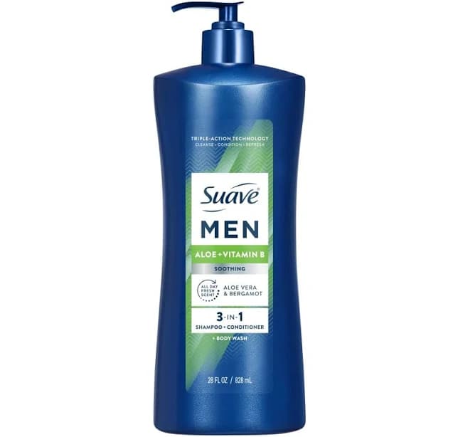 Suave Men's Soothing 3-in-1 Shampoo, Conditioner & Body Wash