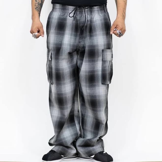 FB County Cargo Checker Pants, Black-Grey / 3XL