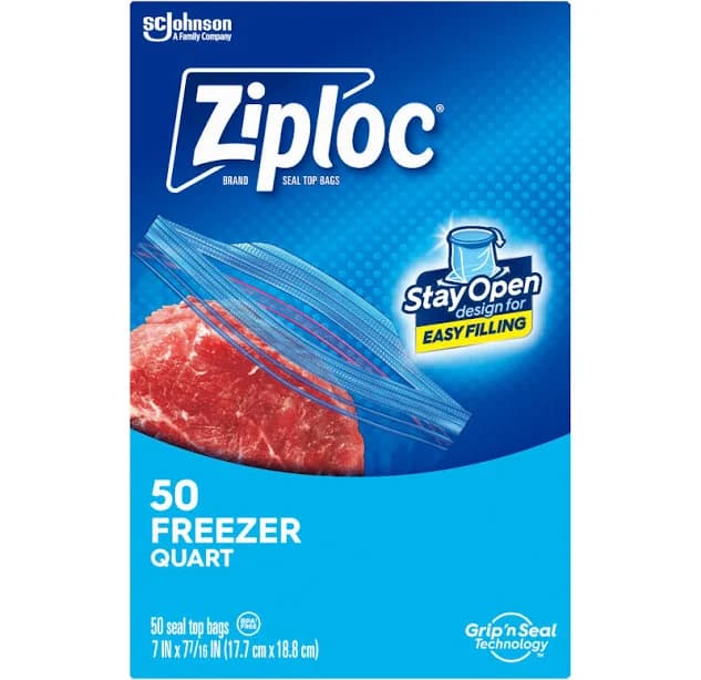 Ziploc Freezer Bags Quart 50 Count