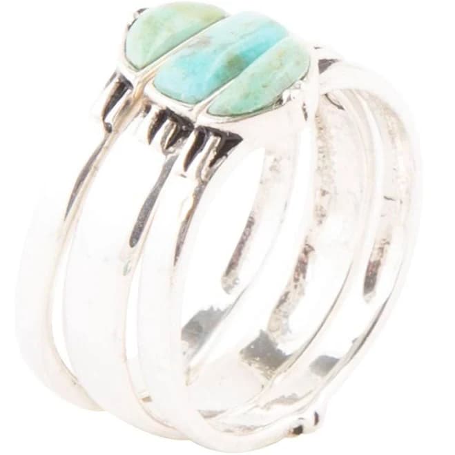 Barse Women's Sterling Silver Turquoise Stack Ring Set