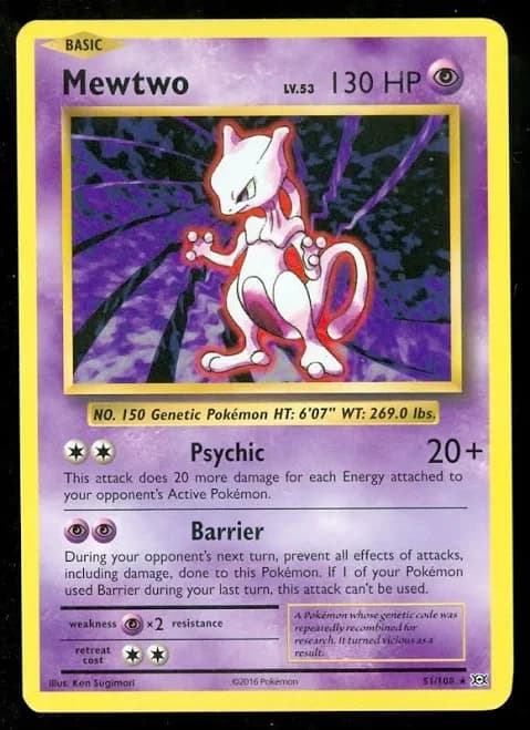 Mewtwo Evolutions Rare Mint Pokemon Card