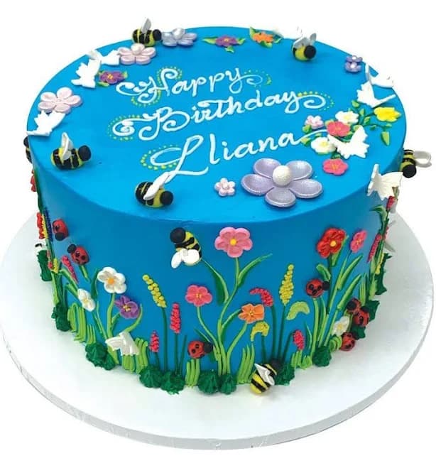 Flower Garden Cake with Bees