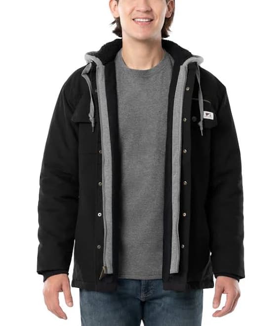 Wells Lamont Men's Quilted Flex Canvas Shirt Jacket with Sherpa Lined