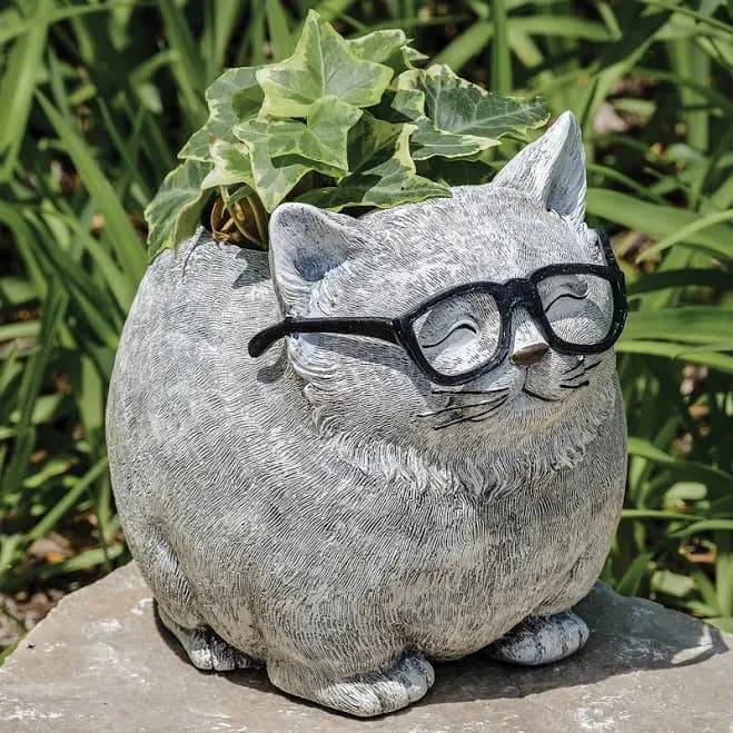 Roman Inc Cat with Glasses Planter