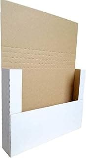 50 Pack 11 1/8" x 8 5/8" x 2" Cardboard Easy-Fold Shipping Box Mailers, Letter-Size Height Adjustable for Comics Books Photos, White (EM1182)