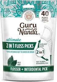 Guru Nanda Ultimate 2-in-1 Floss Picks, 40 Count, 1 pack,