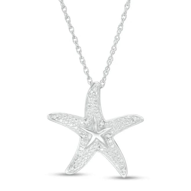Zales Sterling Silver Diamond Starfish Pendant