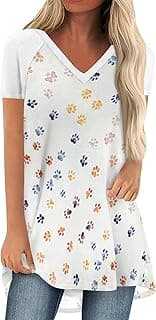 Summer Funny Shirt for Women Funny Dog Paw Print Mama T-Shirt Graphic Cute Loose Tee Short Sleeve Tops