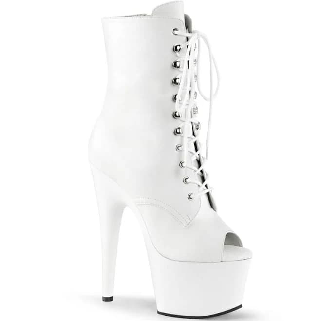 Pleaser Adore-1021 Womens Peep Toe Lace Up Ankle Boot