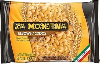 LA MODERNA, Elbow Codos Pasta, 16 oz (Pack of 1) | Enriched Durum Wheat Semolina | Kosher, Non-GMO, Iron and Vitamin-Fortified | Perfect for Soups, Salads, Casseroles, and Pasta Dishes