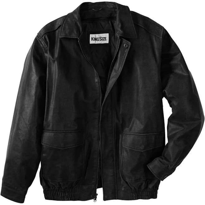 KingSize Men's Big & Tall Leather Aviator Bomber