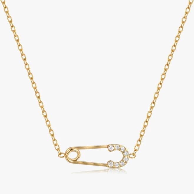 Pave Safety Pin Necklace